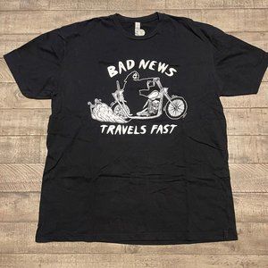 The Selvedge Yard "HEAVYSLIME x TSY, BAD NEWS TRAVELS FAST" T-SHIRT, BLACK